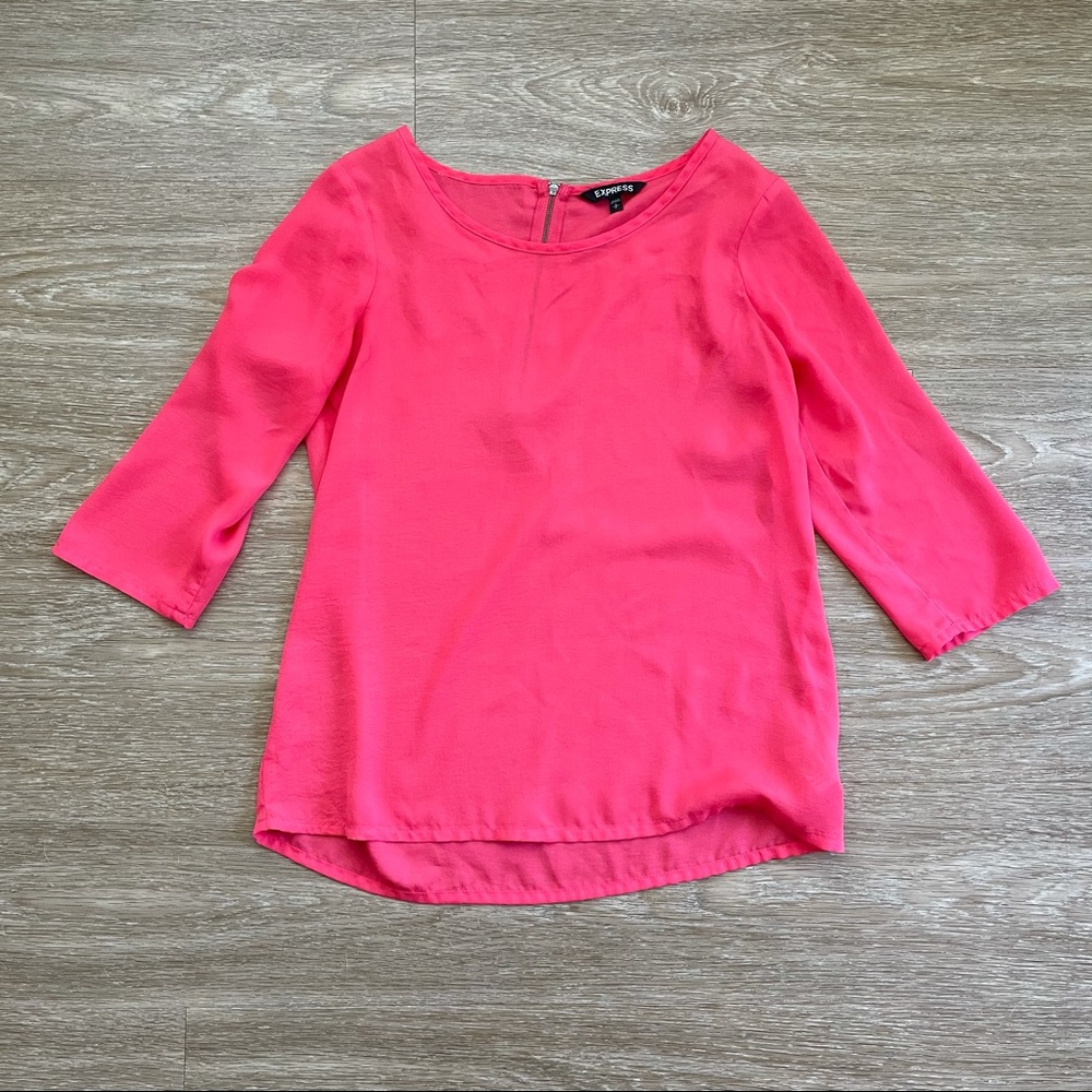 Express Pink Blouse With Zipper Detail